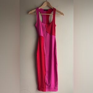 New Naked Wardrobe Pink Red Mid Stretch Sleeveless Dress Size Medium